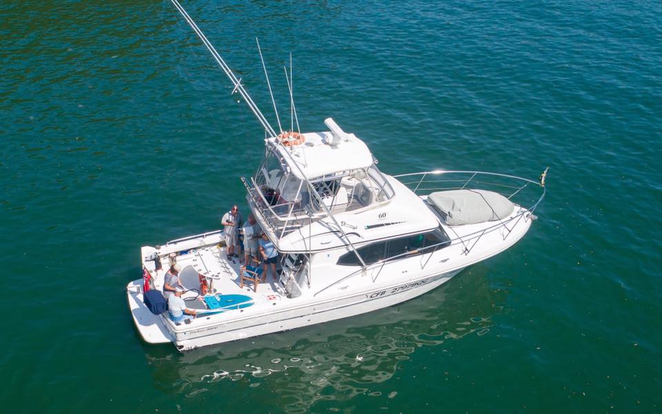 Aerial view of a high-end fishing charter in Sydney